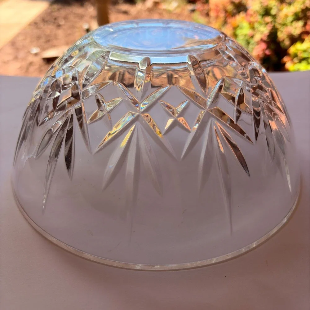 Vintage Lead‎ Crystal Pineapple Pattern Bowl Scalloped Edge Cut Glass Fruit Dish